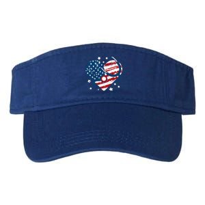 Retro American Flag Heart Nurse 4th Of July Nursing Mama Mom Cute Gift Valucap Bio-Washed Visor