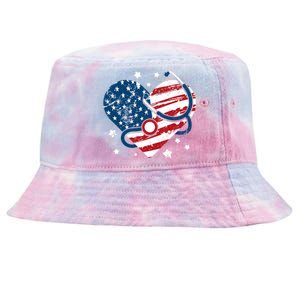 Retro American Flag Heart Nurse 4th Of July Nursing Mama Mom Cute Gift Tie-Dyed Bucket Hat