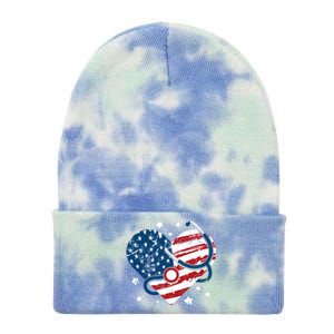 Retro American Flag Heart Nurse 4th Of July Nursing Mama Mom Cute Gift Tie Dye 12in Knit Beanie