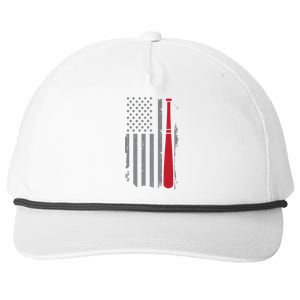 Retro American Flag Baseball Player Gift For Baseball Fan Great Gift Snapback Five-Panel Rope Hat