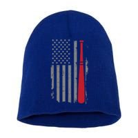 Retro American Flag Baseball Player Gift For Baseball Fan Great Gift Short Acrylic Beanie