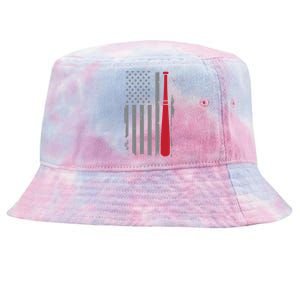 Retro American Flag Baseball Player Gift For Baseball Fan Great Gift Tie-Dyed Bucket Hat