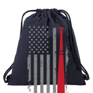 Retro American Flag Baseball Player Gift For Baseball Fan Great Gift Drawstring Bag