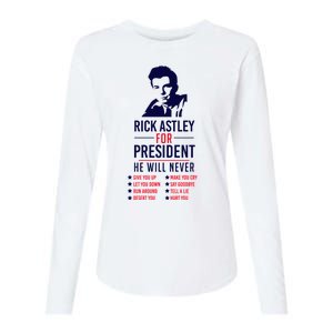 Rick Astley For President Womens Cotton Relaxed Long Sleeve T-Shirt