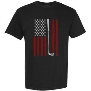 Retro American Flag Golf Gift for Golfer Funny Golf Club Garment-Dyed Heavyweight T-Shirt