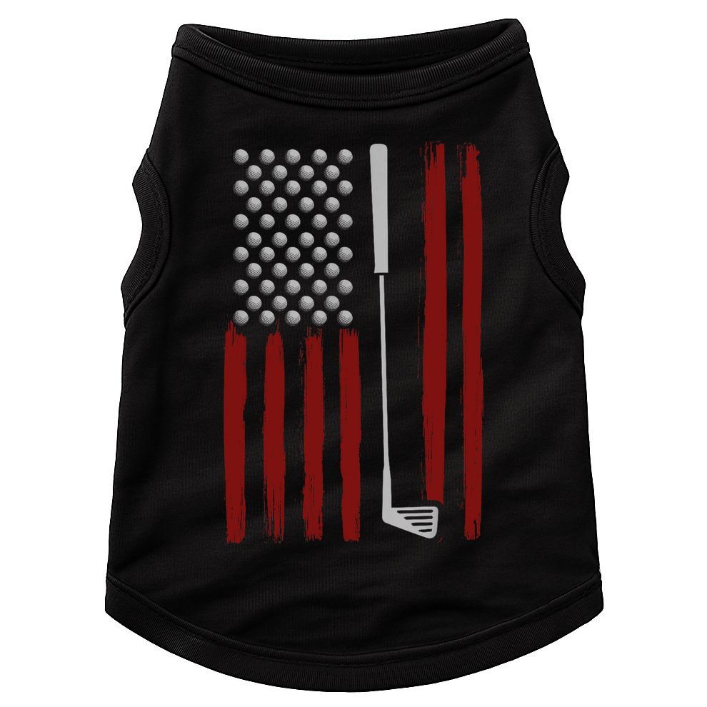 Retro American Flag Golf Gift for Golfer Funny Golf Club Doggie Tank