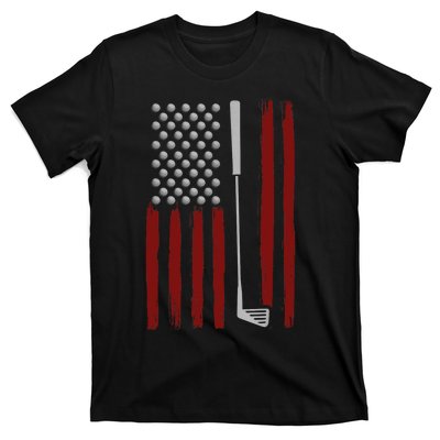 Retro American Flag Golf Gift for Golfer Funny Golf Club T-Shirt