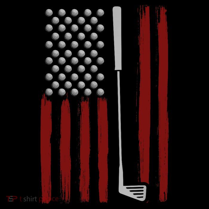 Retro American Flag Golf Gift for Golfer Funny Golf Club Tall T-Shirt