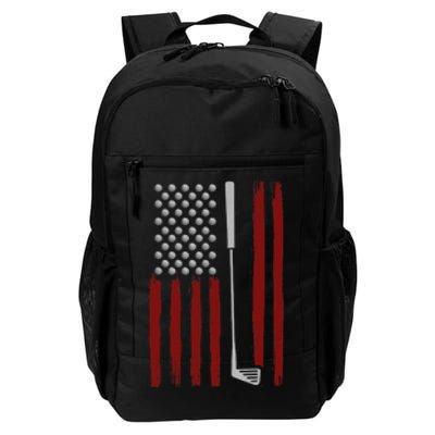 Retro American Flag Golf Gift for Golfer Funny Golf Club Daily Commute Backpack