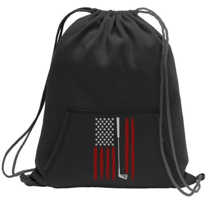 Retro American Flag Golf Gift for Golfer Funny Golf Club Sweatshirt Cinch Pack Bag