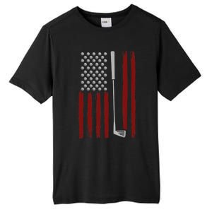 Retro American Flag Golf Gift for Golfer Funny Golf Club Tall Fusion ChromaSoft Performance T-Shirt