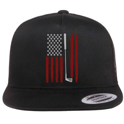 Retro American Flag Golf Gift for Golfer Funny Golf Club Flatbill Hat