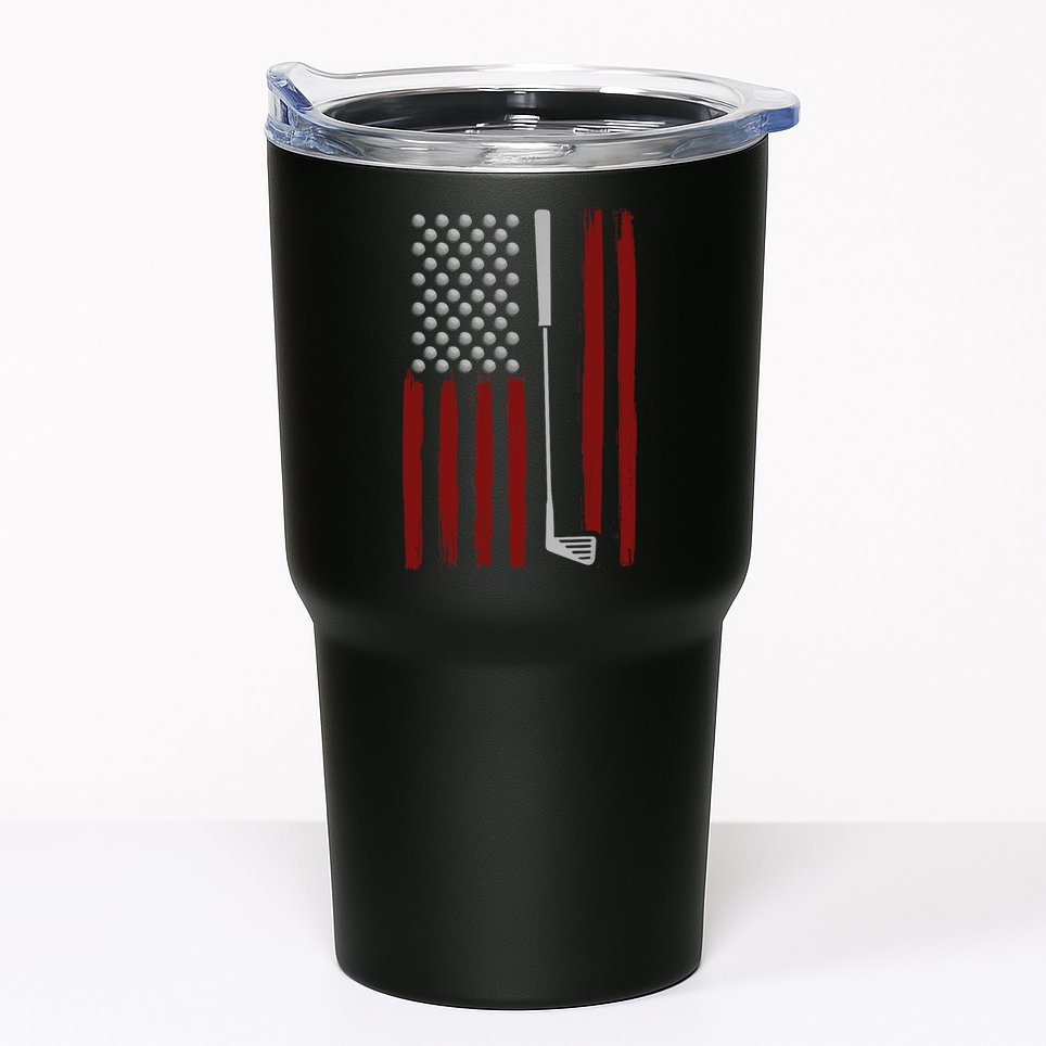 Retro American Flag Golf Gift for Golfer Funny Golf Club Tumbler