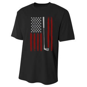 Retro American Flag Golf Gift for Golfer Funny Golf Club Performance Sprint T-Shirt