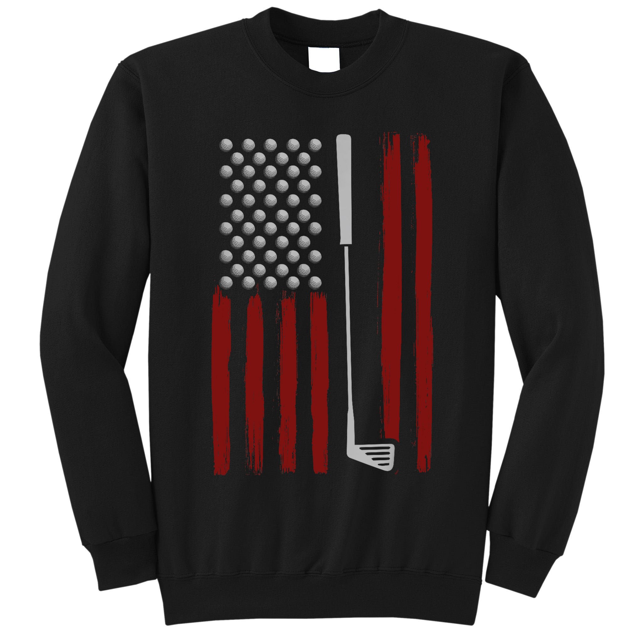 Retro American Flag Golf Gift for Golfer Funny Golf Club Tall Sweatshirt