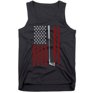 Retro American Flag Golf Gift for Golfer Funny Golf Club Tank Top