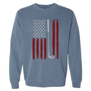 Retro American Flag Golf Gift for Golfer Funny Golf Club Garment-Dyed Sweatshirt