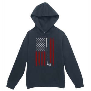 Retro American Flag Golf Gift for Golfer Funny Golf Club Urban Pullover Hoodie