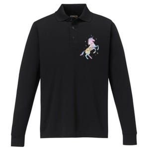 Rainbow Animal Fairy Unicorn Lover Girls Gift Unicorn Performance Long Sleeve Polo