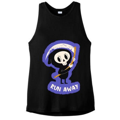 Run Away From The Reaper Cute Grim Reaper Ladies PosiCharge Tri-Blend Wicking Tank