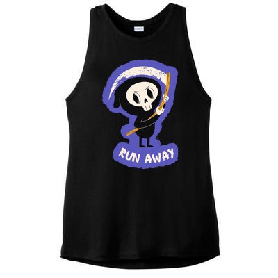 Run Away From The Reaper Cute Grim Reaper Ladies PosiCharge Tri-Blend Wicking Tank