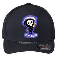 Run Away From The Reaper Cute Grim Reaper Flexfit Unipanel Trucker Cap
