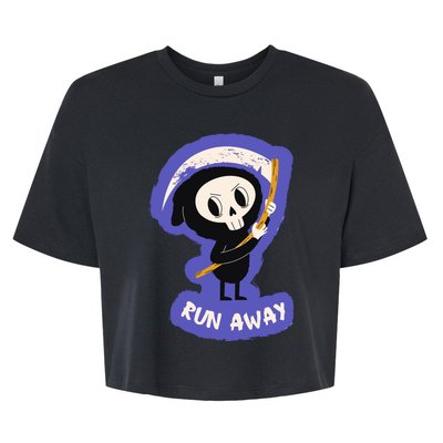 Run Away From The Reaper Cute Grim Reaper Bella+Canvas Jersey Crop Tee