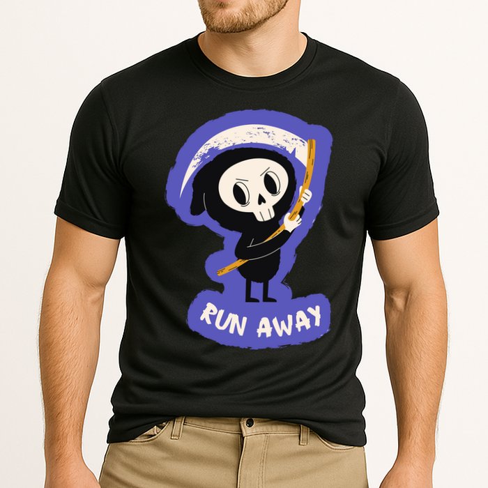 Run Away From The Reaper Cute Grim Reaper Performance Shirt