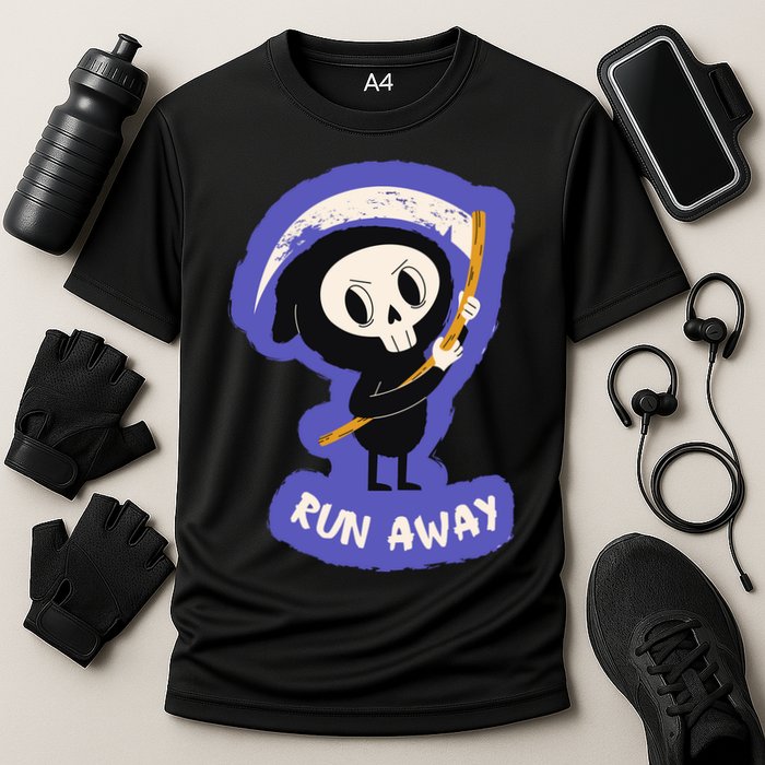 Run Away From The Reaper Cute Grim Reaper Performance Shirt