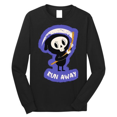 Run Away From The Reaper Cute Grim Reaper Long Sleeve Shirt
