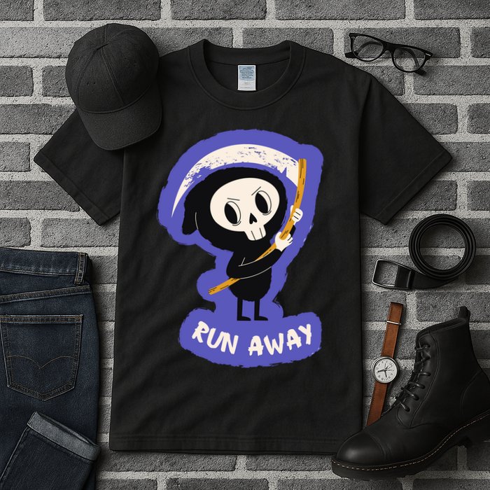 Run Away From The Reaper Cute Grim Reaper Tall T-Shirt
