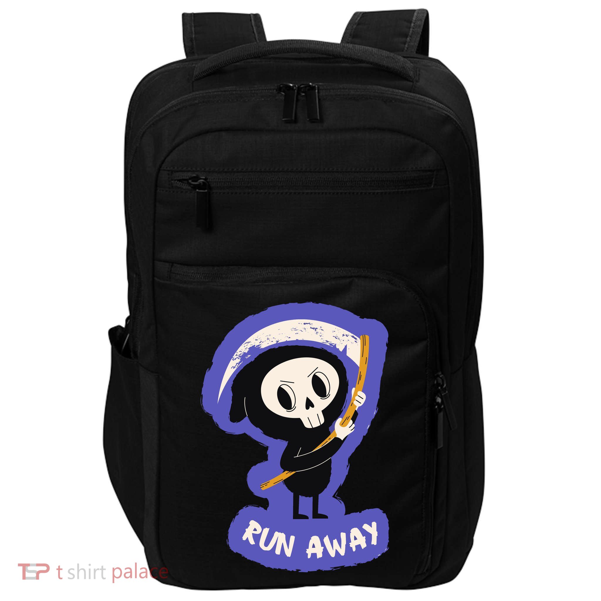 Run Away From The Reaper Cute Grim Reaper Impact Tech Backpack