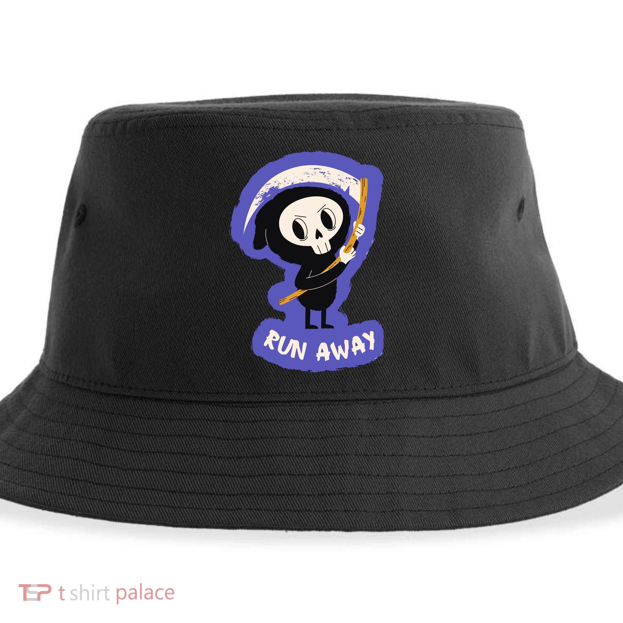 Run Away From The Reaper Cute Grim Reaper Sustainable Bucket Hat