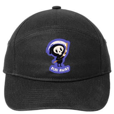 Run Away From The Reaper Cute Grim Reaper 7-Panel Snapback Hat