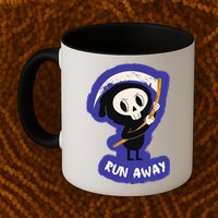 Run Away From The Reaper Cute Grim Reaper Mug