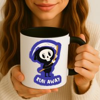 Run Away From The Reaper Cute Grim Reaper Mug