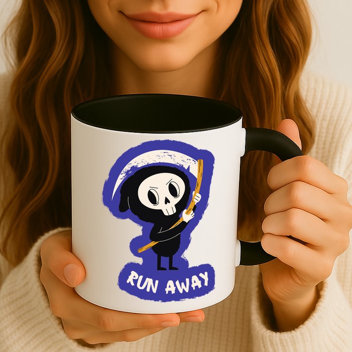 Run Away From The Reaper Cute Grim Reaper Mug