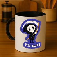 Run Away From The Reaper Cute Grim Reaper Mug
