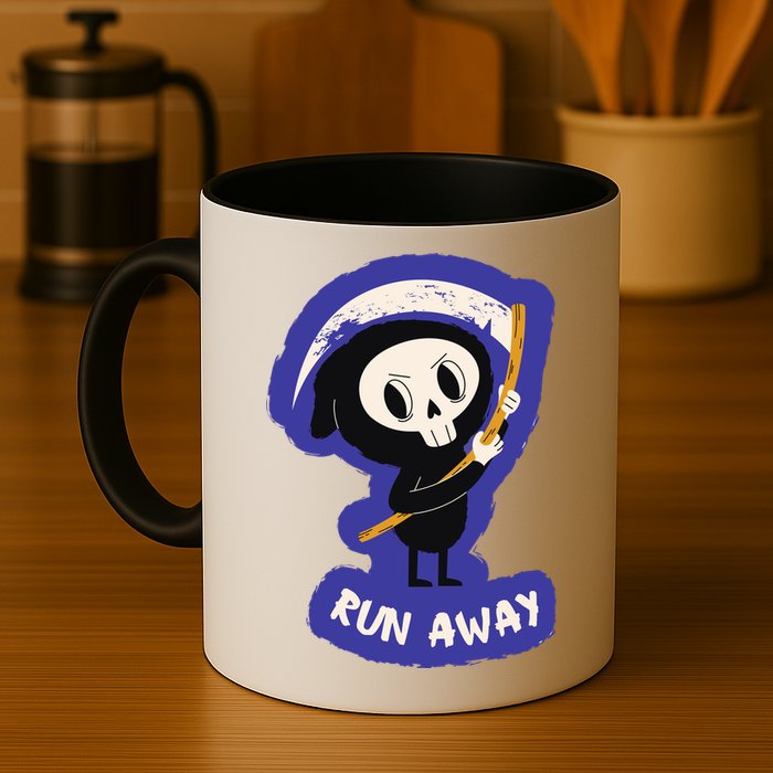 Run Away From The Reaper Cute Grim Reaper Mug