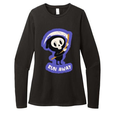 Run Away From The Reaper Cute Grim Reaper Womens CVC Long Sleeve Shirt