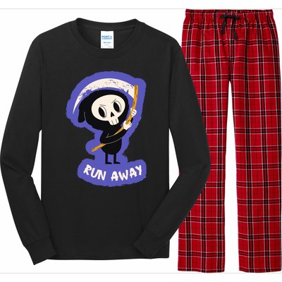 Run Away From The Reaper Cute Grim Reaper Long Sleeve Pajama Set