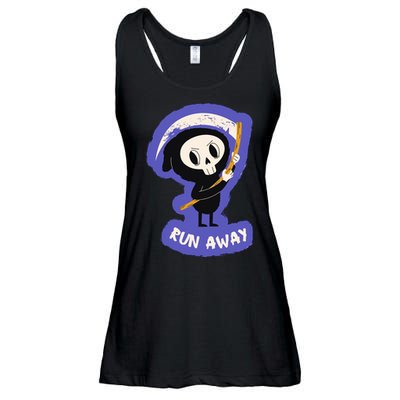 Run Away From The Reaper Cute Grim Reaper Ladies Essential Flowy Tank