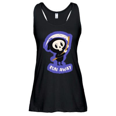 Run Away From The Reaper Cute Grim Reaper Ladies Essential Flowy Tank