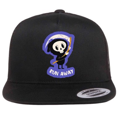 Run Away From The Reaper Cute Grim Reaper Flatbill Hat
