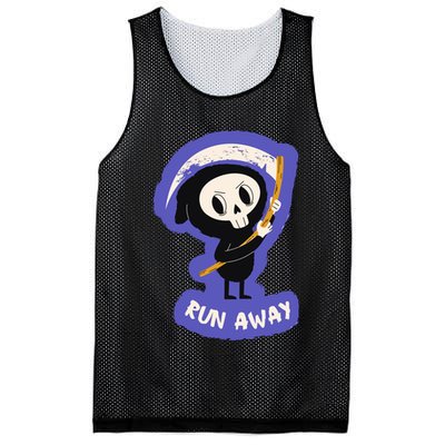 Run Away From The Reaper Cute Grim Reaper Mesh Reversible Basketball Jersey Tank