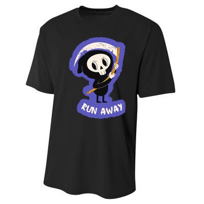 Run Away From The Reaper Cute Grim Reaper Performance Sprint T-Shirt