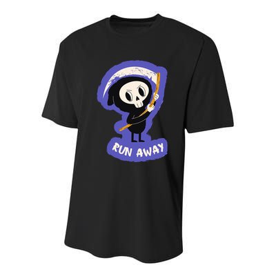Run Away From The Reaper Cute Grim Reaper Youth Performance Sprint T-Shirt