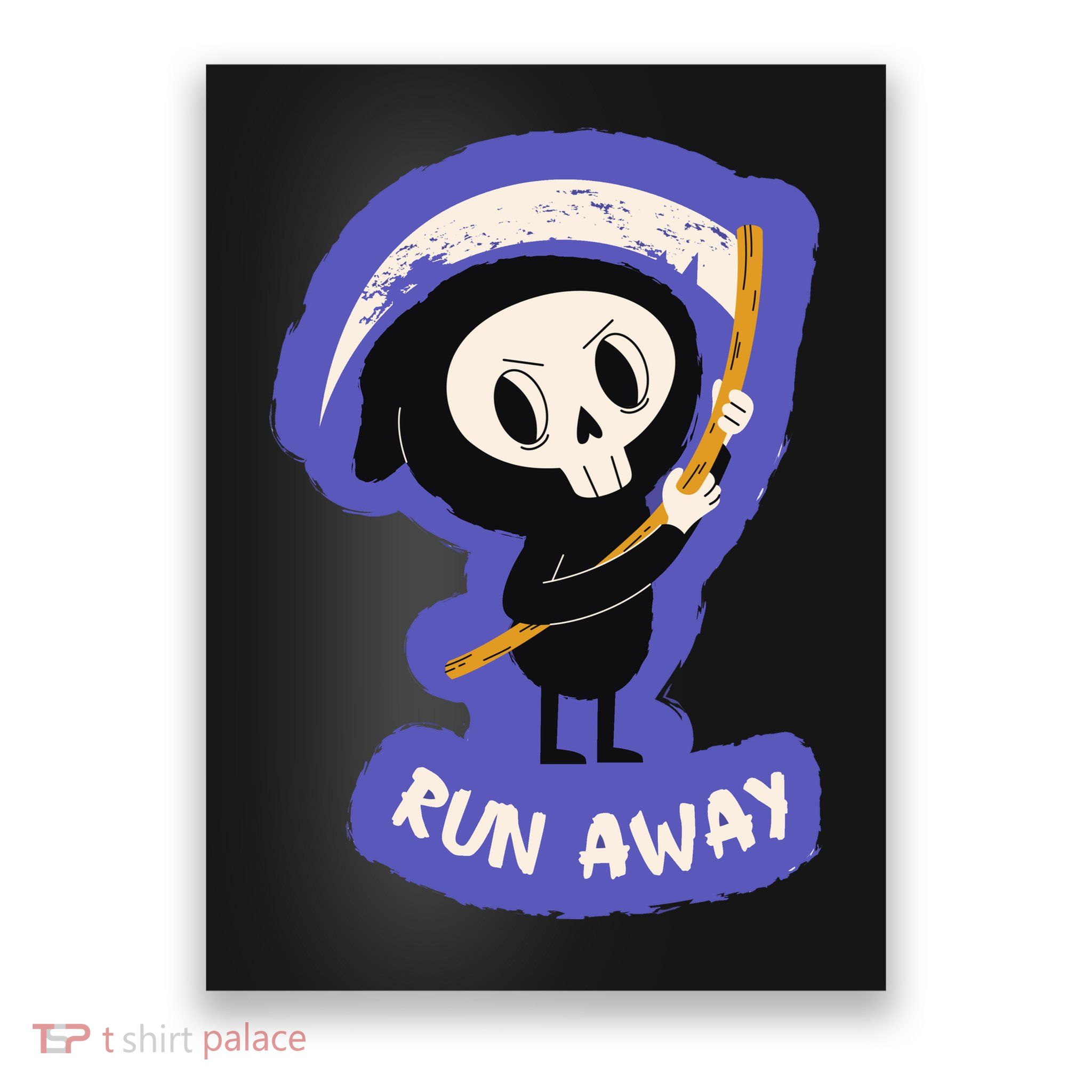 Run Away From The Reaper Cute Grim Reaper Poster