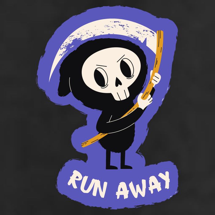 Run Away From The Reaper Cute Grim Reaper 25L Jumbo Tote