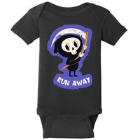 Run Away From The Reaper Cute Grim Reaper Baby Bodysuit